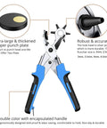 Leather Hole Punch Set With 240 Rivets, Heavy Duty Punch Plier And Belt Hole Puncher, Revolving Rivet Tool with blue handles