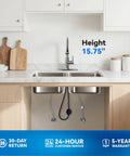 Top Shelf High Arc Pull Down Kitchen Faucet Delivering Three Quick Adjust Spray Patterns In Rust Resistant Brushed Nickel with 15.75 inch height.