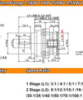 42mm input and output diagram for Rock Solid Helical Planetary Gearbox Stepdown Motor Reducer specifications.