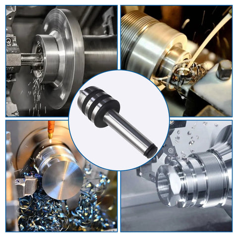 3MT Live Center 60 Degree Tailstock Center for Wood and Metal Lathes with 4000 RPM, 900 lbs max weight, shown in use.