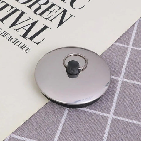 2pcs Rubber Drain Stopper for Bathtub, Bathroom and Kitchen, round metal design with rubber handle, suitable for sinks.