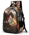 Castle Fire Wyrm Printed Unisex Backpack With Large Capacity, Durable Polyester, breathable comfort, and sturdy zipper.