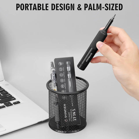 Pen Style Magnetic Precision Screwdriver Set With 27 In 1 Mini Bits, 12 Double End Bits Stored In Handle, Handy Anti Slip Grip on desk