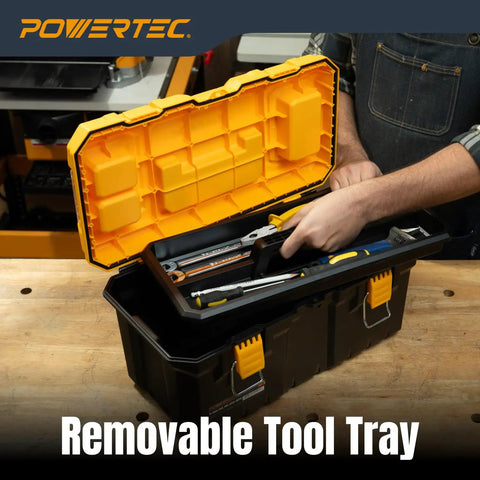 Tough As Nails 19 Inch Tool Box With Trays Lockable Portable Storage Organizer Built Heavy Duty For Shop Gear And Bits Water Resistant Workhorse Chest All Season Workshop Essential