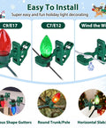 100Pcs Self Locking Heavy Duty Christmas Light Clips For C7 C9 Mini Lights Fits E12 And E17 Bases Easy Install For Gutter