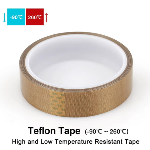 1 Inch By 33 Feet High Temp PTFE Coated Glass Cloth Tape 0.18mm Thick For Vacuum Sealers And Hand Impulse Sealers, No Fuss Build Up
