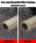Comparison before and after using Dual Function Pipe Thread Cutter And Threader Kit For Home Use on PVC pipe.