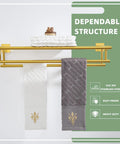 Brushed Dark Gold Stainless Steel Towel Rack With Double Bar Holder For Bathroom Wall Mount SUS 304 Durable Towel Shelf 23 Point 62 Inches