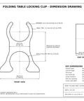 Folding Table Locking Clips Replacement design drawing with detailed dimensions for Straight Up Heavy Duty Folding Table Locking Clips Replacement Six Pack With Dual Socket Design.