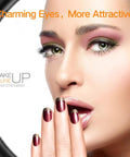 Woman highlighting makeup with Bi-Color Ring Light With LCD Display And Stand, 19-Inch, 55W, Adjustable 3000K To 5800K.