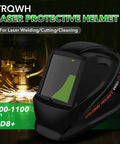 Top-Notch Laser Welding Helmet With Large Viewing Window, Eye Protection for Welding, OD Eight Plus, black with green viewport