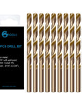 One Quarter Inch Cobalt Drill Bits M35 HSS 135 Degree Tip Jobber Length Twist Drill Bit Set For Hard Metal Stainless Steel Cast Iron Wood And Plastic With Storage Case Pack Of 10