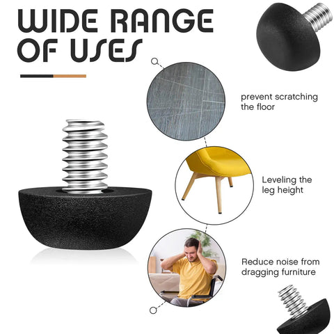 Kick The Wobble To The Curb With These Adjustable Furniture Levelers Sporting Stainless Steel M8 Threaded Inserts And Matte Black Bases Turn Flimsy Patio Tables Dining Chairs Into Rock Solid Gems With Zero Hassle Today