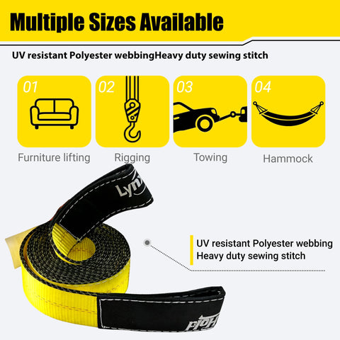 2 Inch By 10 Foot Heavy Duty Lift Sling Web Strap With Wear Guard End And Flat Eye Reinforced Loops 15000 Lb Capacity