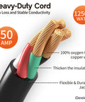 Close-up of 25-Foot 50 Amp Generator Cord With NEMA 14-50P To SS2-50R Or CS6375 showing copper conductors and insulation.
