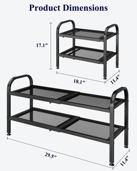 Sturdy Heavy Duty Metal Expandable Shoe Rack Expands To Fit Any Nook Yet Stacks Twelve Pairs Of Kicks Easily, No Fuss Entryway Organizer And Tidy Closet Shelf In Black