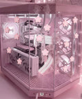 Pink Cherry Blossom PC Case Decor Set Featuring 15 Kawaii Sakura Stickers For Gamer Girls, DIY Gaming Room Accessories
