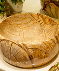 Close-up of a Ceramic Vessel Sink, 16.5"x5.9" Round Vessel Sink Marbling Vessel Sink Bathroom Sinks with Faucets Combo.