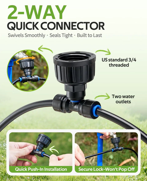 US standard 3/4 threaded quick connector for 100 Ft Pressure Compensated Drip Irrigation System With Timer No Leak Quick Connect
