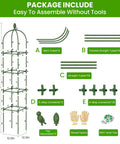 Diagram showing the package contents and assembly of 2 Pack Garden Obelisk Trellis For Climbing Plants 71 Inch Adjustable Height.
