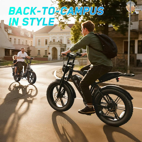 Beast Of An Adult Electric Bike With 1500W Peak Motor 20 Inch Fat Tire All Terrain E Bike in a city street setting