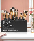Black Girl Luxury Inspirational Pen And Pencil Holder For Desk, Three Compartment Organizer With Positive Affirmations