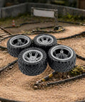 4 Piece 60mm Toy Car Wheel Set With Rubber Tires And 3mm Shafts for RC Cars on dirt track
