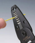 Premium Wire Stripper For Thin Wires AWG 30 To 18 Made In Japan showing precision stripping on yellow wire