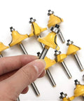 Heavy Duty Thirty Five Piece Tungsten Carbide Router Bit Set For Woodworkers With One Quarter Inch Shank showing a close-up of a single router bit.