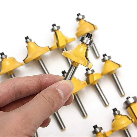 Heavy Duty Thirty Five Piece Tungsten Carbide Router Bit Set For Woodworkers With One Quarter Inch Shank showing a close-up of a single router bit.