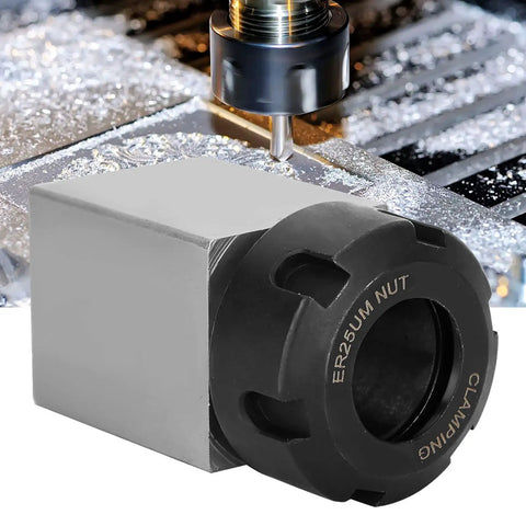 Rock Solid Square Collet Chuck Block Holder for ER 25 with CNC lathe, through hole design, precision steel construction