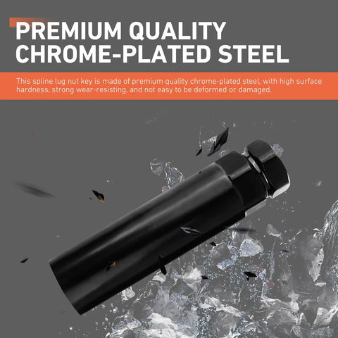 Large 6 Spline Lug Nut Socket Locking Tool For Wheel Lock Removal with chrome-plated steel material
