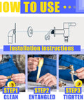 Step-by-step installation of Extra Wide Three Quarter Inch Gas Tape, 390 Inch Long, Four Mil PTFE Thread Sealant For Gas Lines.