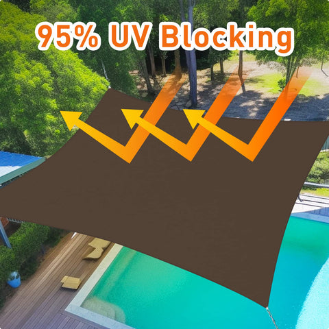 11 By 17 Foot Mocha Sun Shade Sail Rectangle Canopy Shade Cloth UV Resistant Patio Pergola Cover HDPE Deck Awning