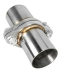 Top Shelf 2.25 Inch Exhaust Flange Pipe 2 Bolt Slotted Flange Stainless Steel Quick Fix Repair Kit showing detail of welding and bolt.