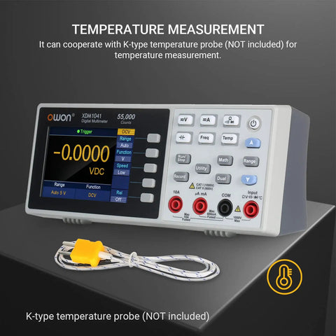 Digital Multimeter With USB And RS232, 55000 Counts High Accuracy, Desktop Temperature Meter, 3.5 Inch TFT LCD Screen with probe