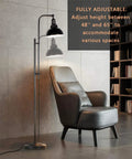 Industrial Floor Lamp For Living Rooms And Bedrooms, Rustic Farmhouse Standing Reading Lamp With Adjustable Metal Heads