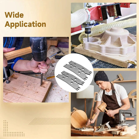 Image showing Six Piece Slab Clamping Dogs Set With Stainless Steel Pinch Dogs And Bench Dog Hold Down Clamps for woodworking use.