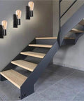 UBNMIUBV Vintage Metal Wall Sconces - Farmhouse, Cordless Wall Mounted Reading Lamp Light Fixtures illuminating a staircase.