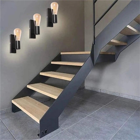 UBNMIUBV Vintage Metal Wall Sconces - Farmhouse, Cordless Wall Mounted Reading Lamp Light Fixtures illuminating a staircase.