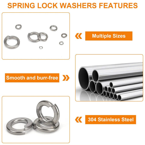 Must-Have 530 Pcs Spring Lock Washer Set With Metric And SAE Sizes M3 To M10 And 1/4 To 3/8 Stainless Steel 304