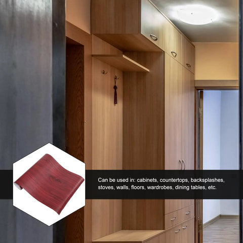 Rustic Brown Wood Grain Peel And Stick Wallpaper Self Adhesive Vinyl Decal For Kitchen Cabinets And Furniture Durable Pvc Cover, applied in home interior.