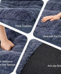 Close-up of Faux Fur Memory Foam Bean Bag Chair With Filler, featuring thick cushion, ultra-soft fur, and anti-slip bottom.