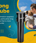 Collimating Cheshire Eyepiece 1.25 Inch For Newtonian Reflector Telescopes with long tube, shown with father and child observing.