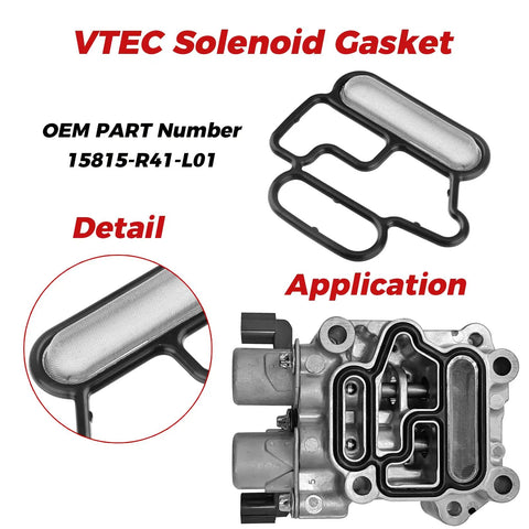 Honda Accord 2.4L L4 Head Cylinder Solenoid Valve Gasket Kit Fits 2008 2009 2010 2011 2012 Models OEM 15815 R41 L01 15815R41L01 VVS906 946430 Replacement product image showing gasket details and application.