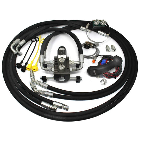 Hydraulic Electric Diverter Valve Kit For John Deere 1023E 1025R 1026R With H120 Or 120R Loader including hoses and joystick handle