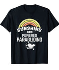 Powered Paragliding Paramotor Tee For Men And Women With Paraglider Illustration Lightweight Classic Fit Black Tee Durable Cotton Comfort For Outdoor Adventurers Everyday Wear For Flight Fans with sunshine graphic