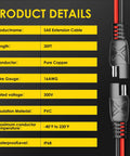 SAE To SAE 30 Ft Extension Cable With 16 AWG Pure Copper Core, Weatherproof Quick Disconnect Connectors shown with product details