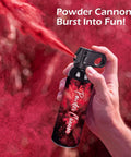 Game Changing Red Smoke Powder Cannon For Gender Reveals And Baby Showers With Authentic Fire Extinguisher Shape in action.