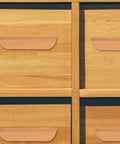 Semicircle Solid Wood Cabinet Handles Set Of 6 64mm Beech Drawer Pulls on wooden drawers in a grid design